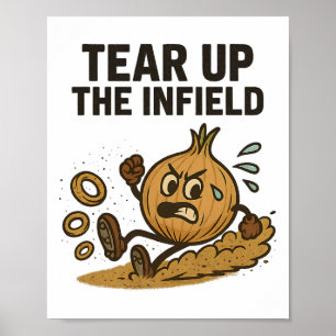 Lustige Zwiebelringe verkaufen sich im Infield-Han Poster