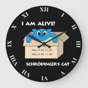 Lustigen Schrodingers Katze ist lebendige Große Wanduhr