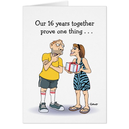 Lustiger 16. Hochzeitstag LiebeCartoon Grußkarte Zazzle