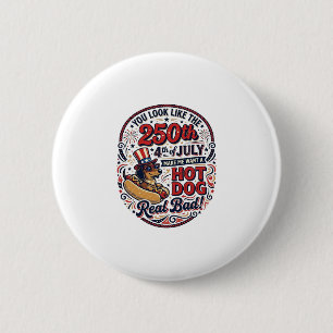 Lustiger 250. 4. Juli Hot Dog Dachshund Button