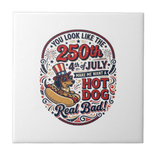 Lustiger 250. 4. Juli Hot Dog Dachshund Fliese