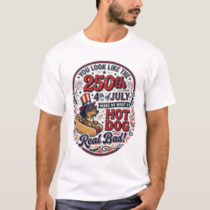 Lustiger 250. 4. Juli Hot Dog Dachshund T-Shirt