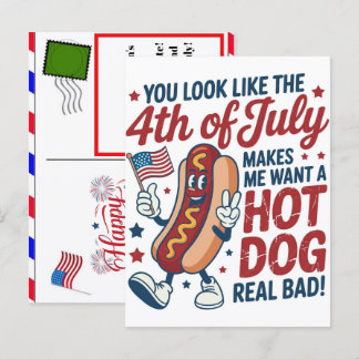 Lustiger 4. Juli Hot-Dog-Liebhaber 2026 Feiertagspostkarte