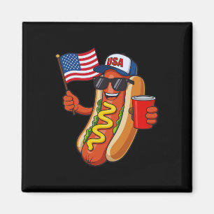 Lustiger 4. Juli Hot Dog USA Patriotischer Unabhän Magnet