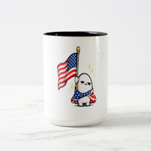 Lustiger 4. Juli müder USA-Charakter Zweifarbige Tasse