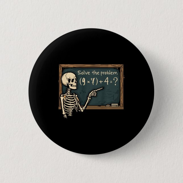 Lustiger 67 Meme Brainrot Witz Halloween Skelett M Button (Vorderseite)
