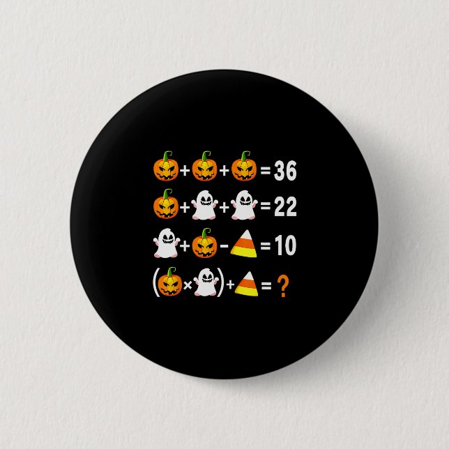Lustiger 67 Meme-Kürbis-Geist-Mathe-Lehrer-Hallowe Button (Vorderseite)