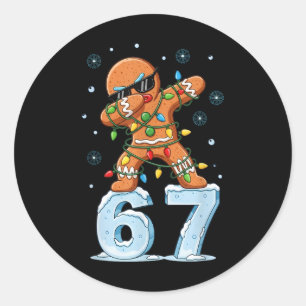 Lustiger 67 Meme Lebkuchenmann Dabbing Weihnachten Runder Aufkleber