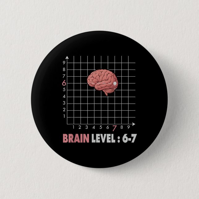Lustiger 67 Meme Mathe Sechs Sieben Lehrer Brainro Button (Vorderseite)