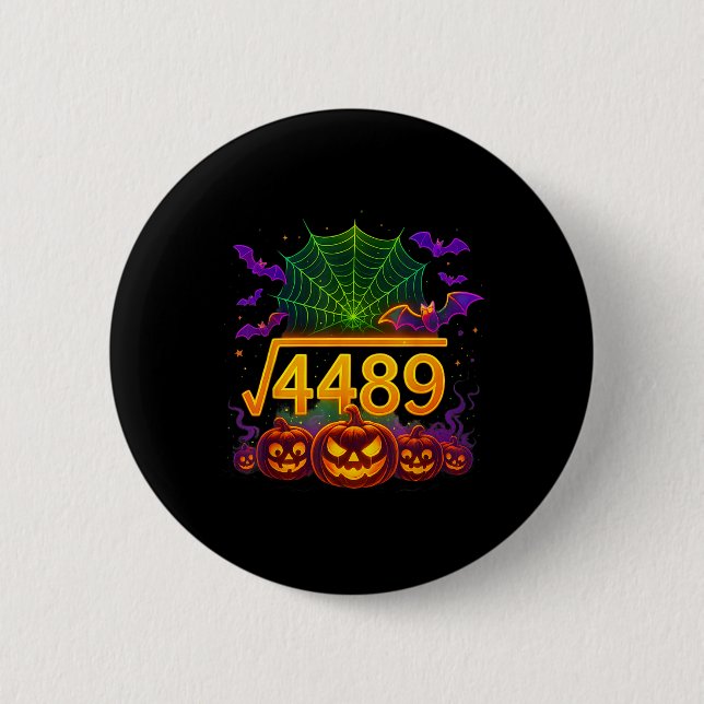 Lustiger 67 Meme Mathelehrer 6 7 Halloween Quadrat Button (Vorderseite)
