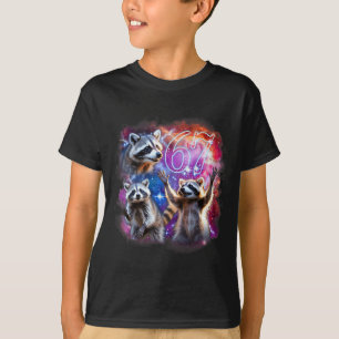Lustiger 67 Meme Waschbär Heult den Mond an Sechs  T-Shirt