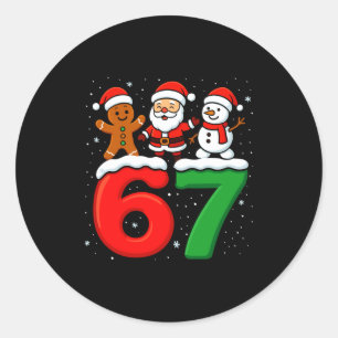 Lustiger 67 Meme Weihnachten Six Seven Santa Schne Runder Aufkleber