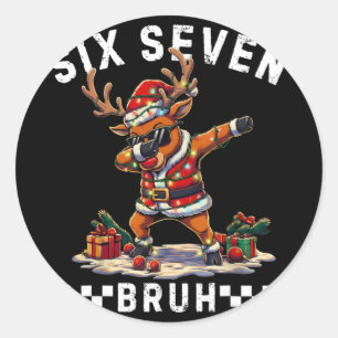 Lustiger 67 Weihnachten Six Seven Meme Dabbing Ren Runder Aufkleber
