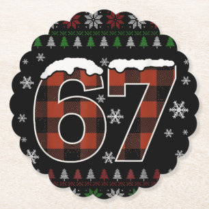 Lustiger „67“ Weihnachts-Meme – Rot und Grün Karie Untersetzer