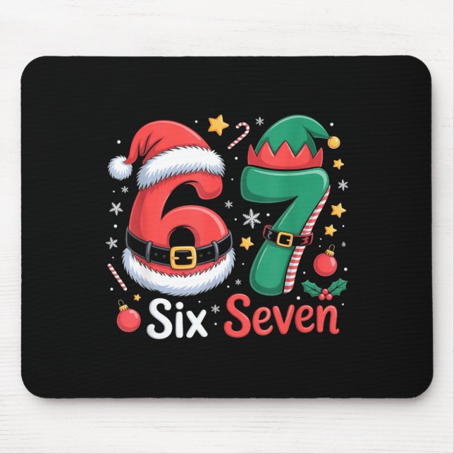 Lustiger 6 7 Meme Elf Santa Weihnachten Sechs Sieb Mousepad (Vorne)