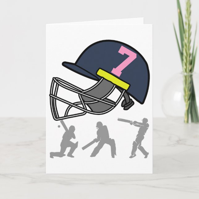 Lustiger 7. Geburtstag Cricket-Spieler Jungen Kind Karte (Vorderseite)