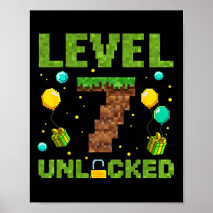Lustiger 7. Geburtstag Junge Gamer Level 7 Freiges Poster