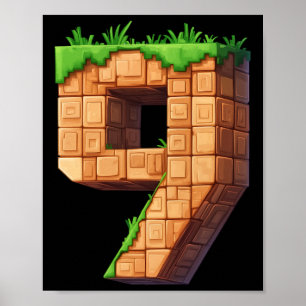Lustiger 9. Geburtstag Nummer 9 Videospieler Pixel Poster
