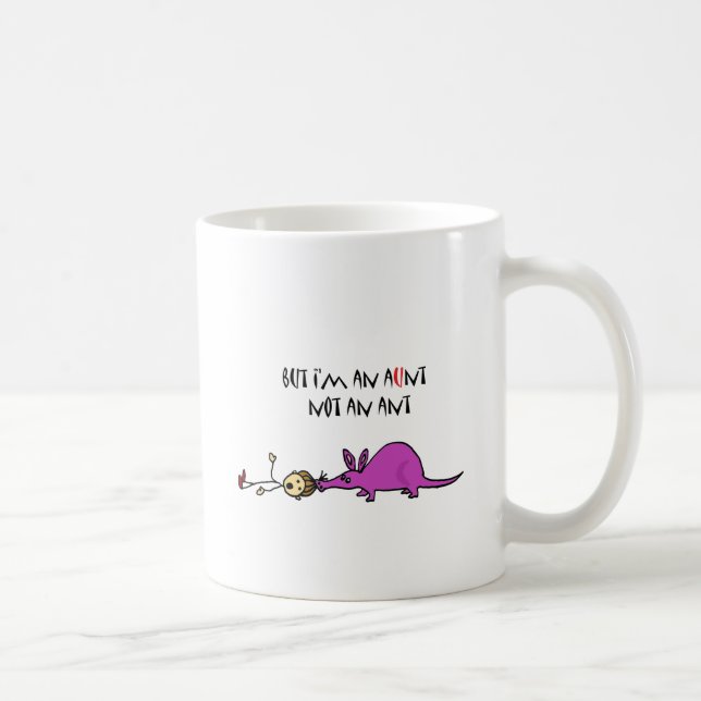 Lustiger Aardvark, der Ameisen-Cartoon Tante nicht Kaffeetasse (Rechts)