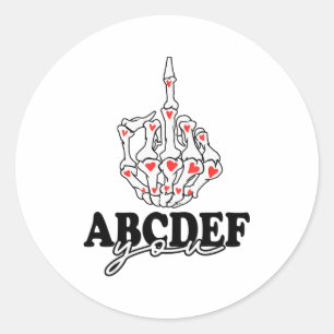 Lustiger Abcdef-Du Skelett-Hand 2022 Valentinstag Runder Aufkleber