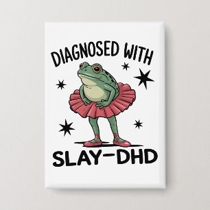 Lustiger ADHD-Frosch Neurodivergentes Meme Y2K Fro Button