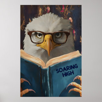 Lustiger Adler liest Buch Kunst Druck Poster
