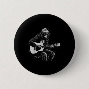 Lustiger Affe Akustische Gitarre Musikliebhaber Mä Button