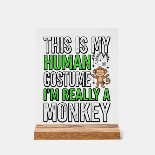 Lustiger Affe Mensch Kostüm Halloween-Shirt-Design Acrylschild