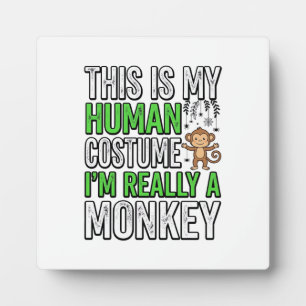 Lustiger Affe Mensch Kostüm Halloween-Shirt-Design Fotoplatte