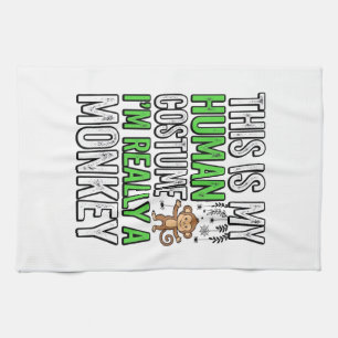Lustiger Affe Mensch Kostüm Halloween-Shirt-Design Geschirrtuch