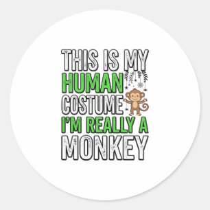 Lustiger Affe Mensch Kostüm Halloween-Shirt-Design Runder Aufkleber