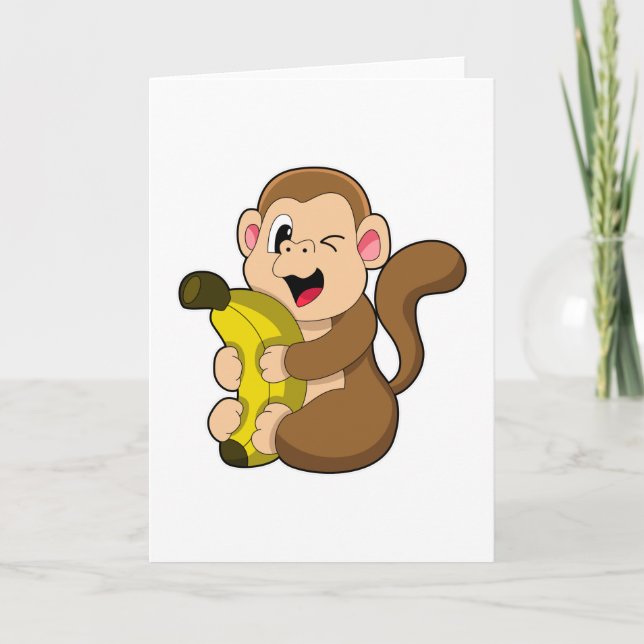 Lustiger Affe mit Banane Karte (Vorderseite)