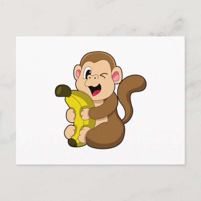 Lustiger Affe mit Banane Postkarte (Vorderseite)