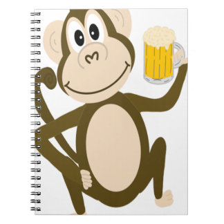Lustiger Affe-trinkender Bier-Cartoon Notizblock