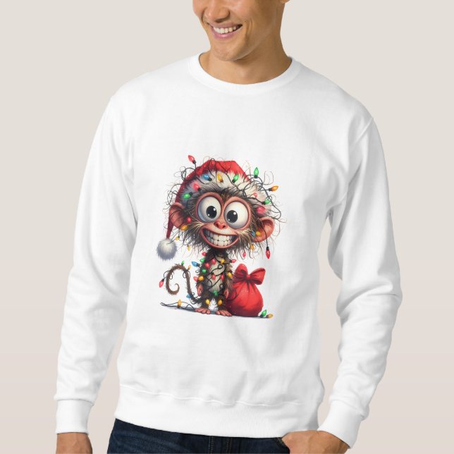 Lustiger Affe Weihnachtspulli Sweatshirt (Vorderseite)