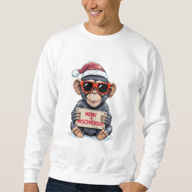 Lustiger Affe Weihnachtspulli Sweatshirt (Vorderseite)