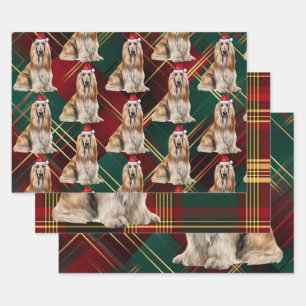 Lustiger Afghanischer Windhund Weihnachts Hund Fei Geschenkpapier Set