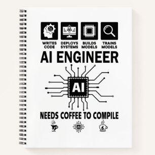 Lustiger AI-Ingenieur Liebhaber Braucht Kaffee Zum Notizbuch