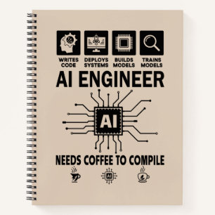 Lustiger AI-Ingenieur Liebhaber Braucht Kaffee Zum Notizbuch