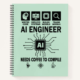Lustiger AI-Ingenieur Liebhaber Braucht Kaffee Zum Notizbuch