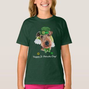 Lustiger Airedale Terrier Gold St. Patricks Day T-Shirt