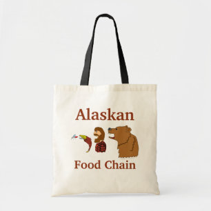 Lustiger Alaska-Andenken-Nahrungskette-Bär und Tragetasche