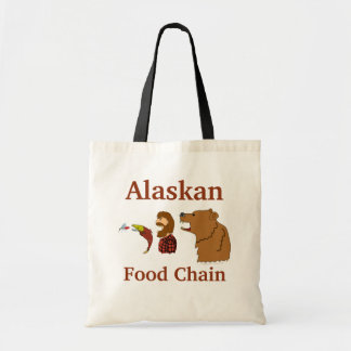 Lustiger Alaska-Andenken-Nahrungskette-Bär und Tragetasche