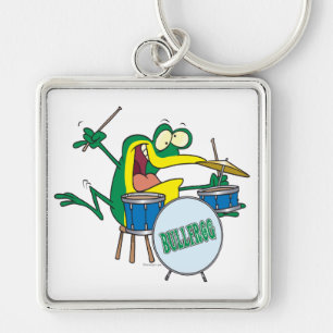 lustiger alberner Cartoon Frosch Drummer Cartoon Schlüsselanhänger