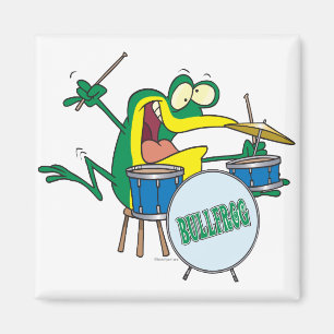 lustiger alberner Cartoon-Frosch-Schlagzeuger-Cart Magnet