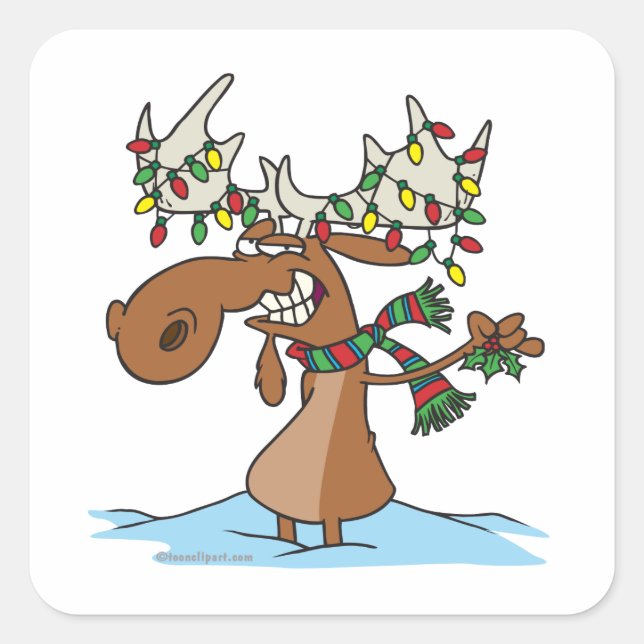 lustiger alberner Weihnachtssammeldichter Cartoon Quadratischer Aufkleber (Vorderseite)