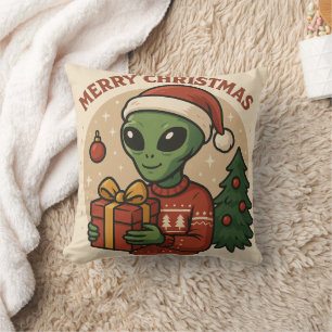 Lustiger Alien Frohe Weihnachten Kissen
