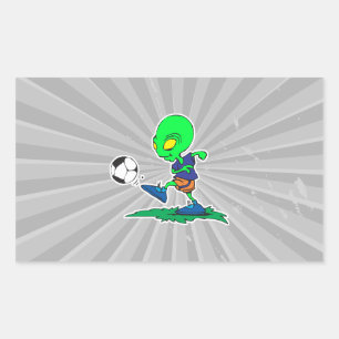 lustiger Alien Fußballspieler Rechteckiger Aufkleber