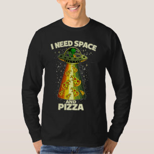 Lustiger Alien-Kopf isst Pizza UFO Außerirdischer T-Shirt