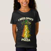 Lustiger Alien-Kopf isst Pizza UFO Außerirdischer
